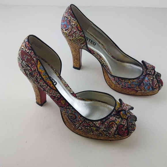 Unlisted by Kenneth Cole Paisley Peep Toe Heel 8.5 - Picture 4 of 7